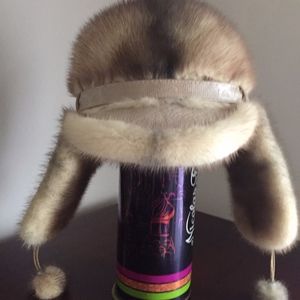 Real Fur (Mink) & Leather Hat EUC